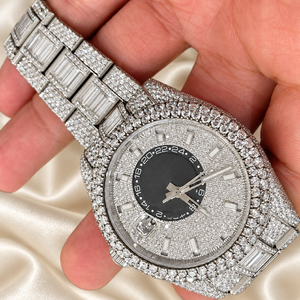 Reloj de Cuarzo para Hombre Raj Gems Iced Brilliant Moissanite, Esfera de Acero Inoxidable Dorado, Reloj de Pulsera Analógico de Lujo de 41 mm, Caja Oculta - Product Image 3