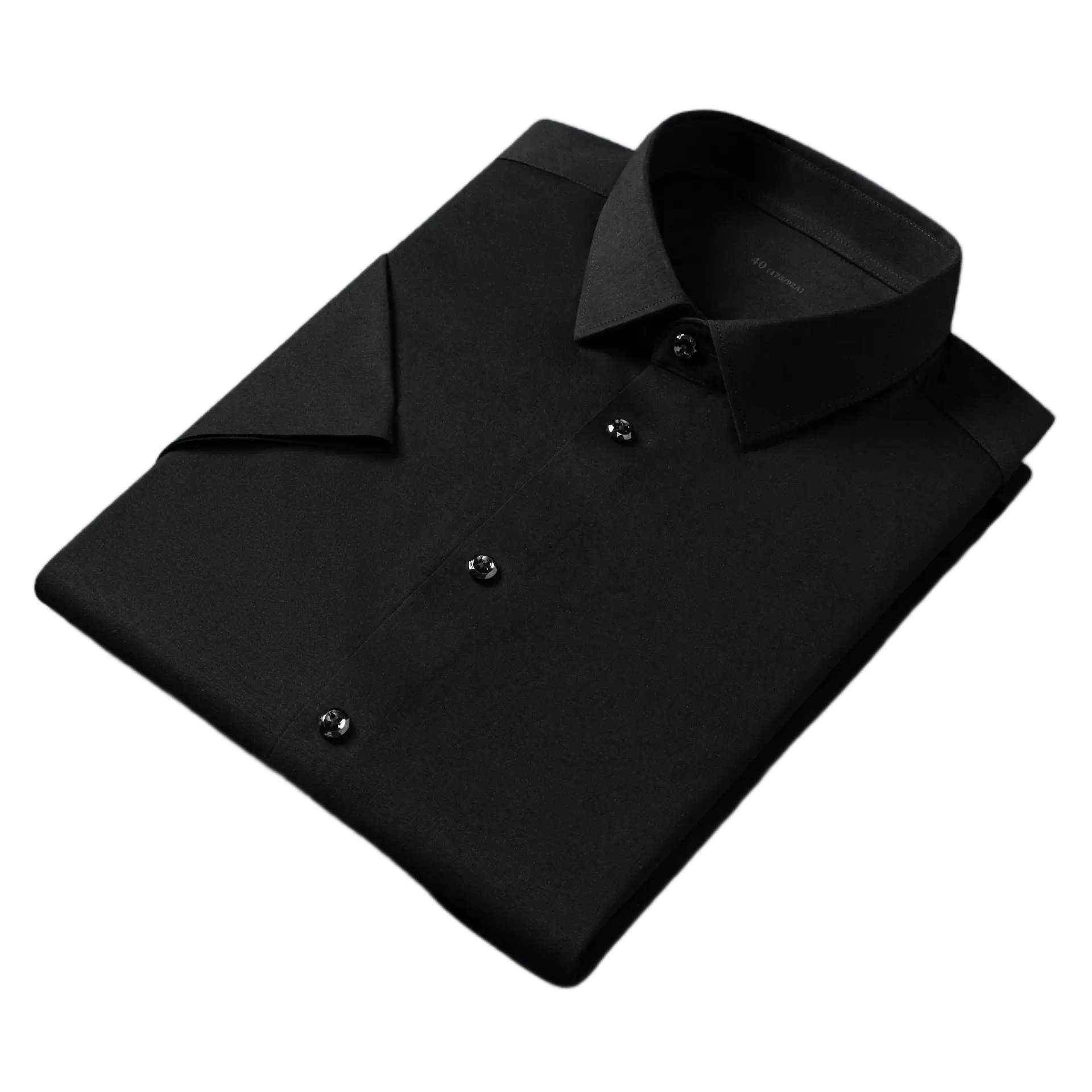 Shangjie 2024 estate di alta qualità da uomo personalizzato elasticizzato in maglia corta manica corta camicia da ufficio Slim nero camicia sportiva