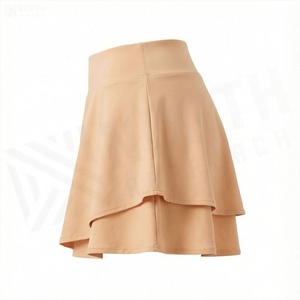 Women's <b>Elastic</b> Waist A-Line Mini <b>Skirt</b> Solid Color Flared Ruffles Knitted Spandex Polyester Soft Style All Seasons - Product Image 3