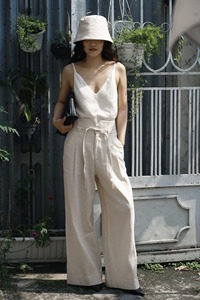 The31 High Quality Women's <b>Pants</b> Minimalistic Design Casual Solid Natural Regular Fit Premium <b>Linen</b> Cotton Maxi Length 11PCAW014 - Product Image 4