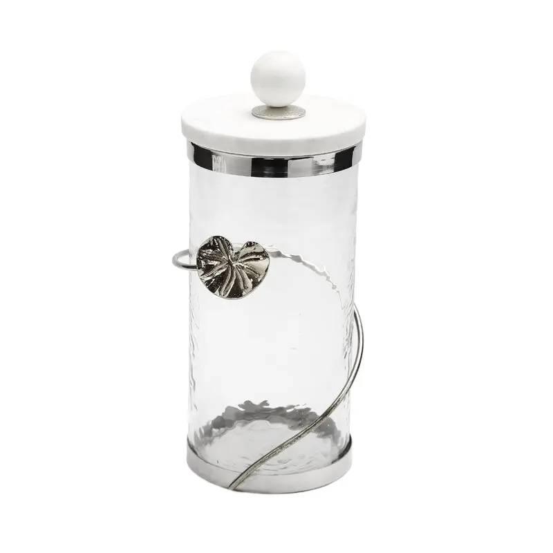 Glass Canister with Gold Heart Design and Silver Trim Luxury Food Tea Storage Container With Lid Vintage Food Storage Wholesale