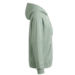 Sudadera con Capucha Verde Claro para Mujer, Color Sólido, Manga Larga, Tejida, Corte Regular, Estilo Casual, Ropa de Otoño - Product Image 4