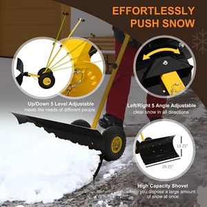 Pala Spazzaneve Gialla da 29 Pollici con Manico Regolabile, Lama Quadrata in Acciaio, Legno e Plastica - Product Image 4