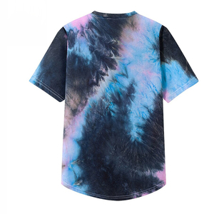 Camiseta de Manga Corta Tie-Dye para Hombre, Estilo Casual, Cuello Redondo, Tejido Oversize, Diseño Estampado en Rosa, Azul y Negro, Gran Venta - Product Image 3