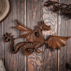 Escultura de Dragón Hecha a Mano para Decoración del Hogar, Artesanía Tradicional de Dragón en Madera, Figura de Dragón de Madera de Lujo para Colección - Product Image 4