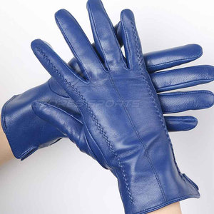Gants en cuir pour hommes compatibles écran tactile - Gants d'hiver décontractés écologiques et chauds avec doublure en polyester, design longueur poignet - Product Image 2