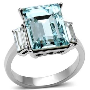 TK1862 Anello in Acciaio Inossidabile Altamente Lucidato con Cristallo Blu Mare di Alta Qualità per Piatti e Vassoi - Product Image 1