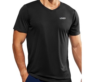 Camiseta Deportiva de Manga Corta con Cuello en V para Hombre, de Secado Rápido, Transpirable, con Logotipo Personalizado, Ropa Informal para Entrenamiento - Product Image 5