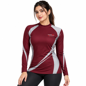 Custom Logo Athletic Fit Reinforced Underarm Panels Flexible <b>Women</b> <b>Rash</b> <b>Guard</b> Designed With Breathable Performance Knit Fabric - Product Image 1