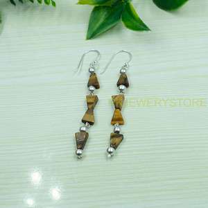 Pendientes Colgantes de Piedra Ojo de Tigre, Plata de Ley 925, Hechos a Mano, con Piedras de Ojo de Tigre Marrón, Joyería para Mujer, Regalo - Product Image 2