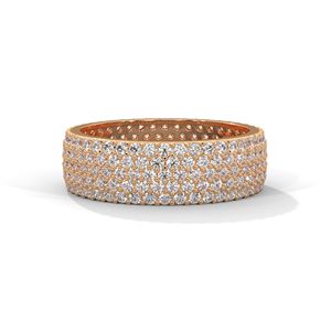 Bague d'éternité de luxe en or rose avec émeraudes et diamants, pierres de synthèse, empilable, bijoux de mariée et d'anniversaire - Product Image 4