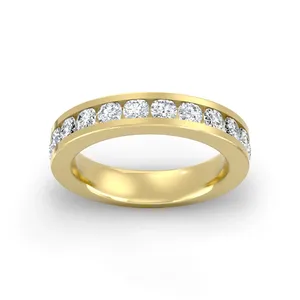 แหวนแต่งงานเพชรทรงกลมทองคำขาว 14K ขนาด 7 ของขวัญสำหรับผู้หญิง - Product Image 1