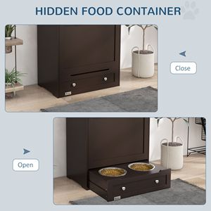 Stazione di Alimentazione Portatile per Animali Domestici in Bambù Grigio con Contenitore per Cibo, Ciotole Rialzate e Accessori per l'Idratazione - Product Image 6