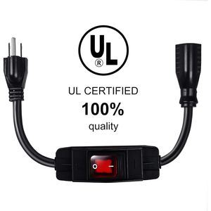 Outdoor Waterproof On/Off Switch Extension <b>Cord</b> Heavy Duty 125v/250v Black SJTW 6 Ft Power <b>Cords</b> & Extension <b>Cords</b> - Product Image 2