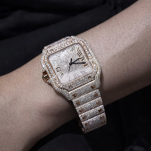 Reloj de Acero Inoxidable con Movimiento de Cuarzo y Diamantes Moissanite, el Más Demandado, de Lujo, Estilo Antiguo, para Negocios, Fiestas, Bodas, con Cristal - Product Image 3