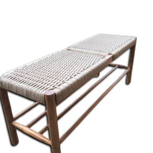 Produits de meubles de luxe Banc Chaise en bois massif Banc en rotin Chaise de loisirs pour salon familial - Product Image 4