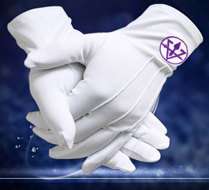 Gants de Maître Maçon pour Loge Bleue, en Coton Blanc, Broderie Machine, Écologiques, Durables, Respirants, pour l'Extérieur, Toutes Saisons, Haute Qualité - Product Image 2