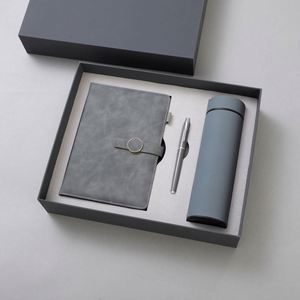 Ensemble cadeau de luxe promotionnel en gros : carnet en cuir PU bleu, stylo, agenda personnalisé, tasse isotherme et bouteille d'eau - Product Image 4