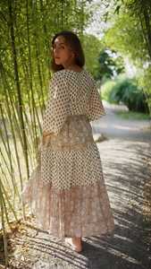 <b>Boho</b> Cotton Maxi <b>Dress</b> Hand Block Printed Tiered <b>Dress</b> Relaxed Fit Midi <b>Dress</b> Short Sleeves Vintage <b>Summer</b> <b>Dress</b> for Women - Product Image 3