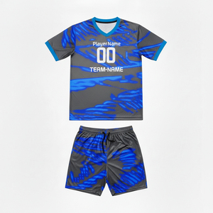 Ensemble d'uniformes de football rayés personnalisables - 100% polyester léger, séchage rapide, sublimé, grandes tailles, été/hiver - Product Image 1