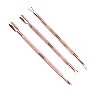 Pousse-cuticules en acier inoxydable rose doré avec logo personnalisé pour manucure et pédicure professionnelle et vente en gros - Product Image 1