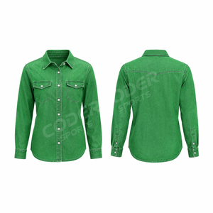 Chemise en jean professionnelle délavée pour un style quotidien facile, haut en denim moderne pour des looks décontractés et frais, design personnalisé - Product Image 4