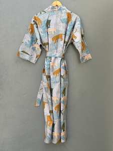 Bata Kimono de Algodón con Estampado de Aves, Estilo Boho, Kaftán para Festivales, Ropa Elegante para Estar en Casa - Product Image 5