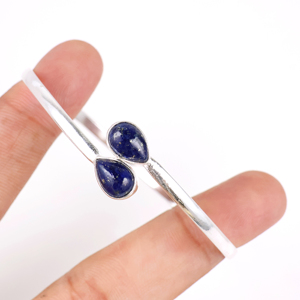 Wholesale Brass Silver Plated Flower Natural Malachite Opaque Gemstone Teardrop Cuff Bangle Boho Wedding Big Two <b>Stone</b> <b>Bracelet</b> - Product Image 6