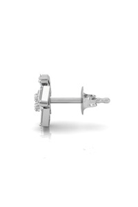 Boucles d'oreilles clous en or blanc avec grappe de diamants baguette cultivés en laboratoire - Product Image 4