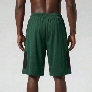 Shorts de basketball en mesh vert forêt pour hommes Elite, taille élastique avec cordon de serrage, pour entraînement sportif, gym, streetwear, vêtements de sport - Product Image 2
