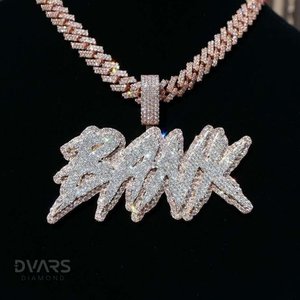 Colgante Personalizado con Nombre de Letra de Moissanita, Cadena Cubana, Estilo Hip Hop Iced Bling, Plata de Ley 925, Chapado en Oro de 18K, Collares y Dijes de Lujo - Product Image 2