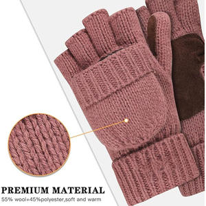 2-in-1 Convertible Jacquard Hand <b>Mittens</b> & <b>Gloves</b> Cotton Breathable Warm Windproof Casual Winter Outdoor Use - Product Image 5