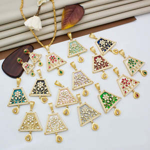 Conjunto de joyería fina chapada en oro de estilo elegante, colgante de cadena de piedra de cristal y accesorios a juego - Product Image 1