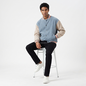 Veste universitaire pour homme personnalisée, couleur kaki, col montant, style américain, 100% coton, broderie décorative, respirante, coupe-vent - Product Image 2
