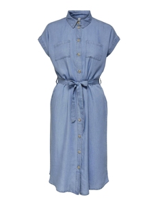 Robe en jean décontractée pour femme, à manches courtes, avec ceinture à nouer, style chemise classique, idéale pour les vacances et la plage, personnalisable - Product Image 5