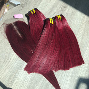 100% Virgen Raw Vietnamita Trama de cabello Hueso Recto HD Encaje Borgoña Suave Sedoso Super Calidad Entrega rápida Extensiones de cabello humano - Product Image 6