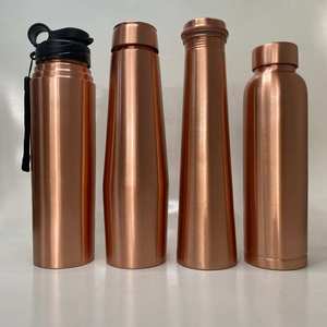 Modern Copper Reusable Water <b>Bottles</b> with Screw Lids Portable Travel Drinkware Set of 3 - Product Image 4