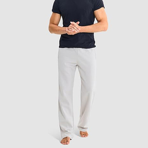 Pantalon de survêtement gris pour homme en mélange polyester/coton, taille élastique, avec lacets, poches latérales, respirant et coupe-vent, décontracté, pour l'automne - Product Image 2