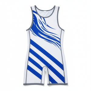 Singlet de Lucha Ajustado con Estampado de Cuadrícula Azul por Sublimación, Unisex para Adultos, de Nailon Transpirable de 160g, Ropa para Deportes de Combate - Product Image 5