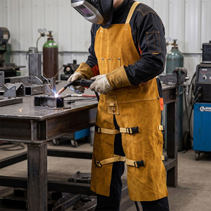 Hot Sale Heavy Duty Premium Quality Reusable <b>Leather</b> Welding <b>Apron</b> Household Industrial Working Safety Protection <b>Leather</b> <b>Apron</b> - Product Image 3