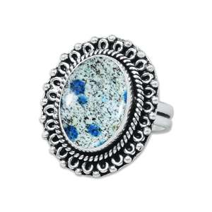 ขายส่งแหวนเงินแท้ 925 ประดับพลอยแจสเปอร์ K2 สีน้ำเงินธรรมชาติ สำหรับงานแต่งงาน ผู้จัดจำหน่ายขายส่ง - Product Image 5