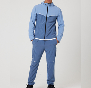Ensemble de survêtement personnalisé pour homme, veste coupe-vent brodée avec fermeture éclair, pantalon de jogging en nylon, vêtements de sport d'extérieur - Product Image 1