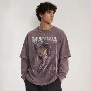 Camiseta Oversize de Manga Corta con Estampado de Cuero para Hombre, Estilo Urbano, Cuello Redondo, Algodón Jersey, Ajuste Holgado, Precio Mayorista Económico - Product Image 2
