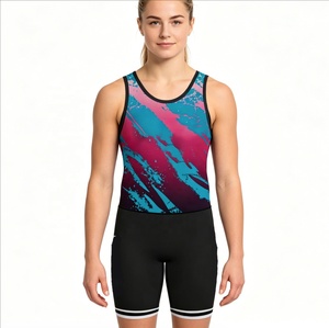 Maillot de lutte personnalisé pour femmes adultes, sublimé, une pièce, sans manches, uniforme d'arts martiaux avec logo frontal - Product Image 1