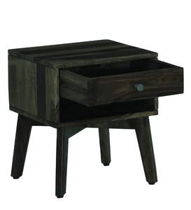 <b>Mid</b> <b>Century</b> Modern Bedside Table With 1 Drawer & 1 <b>Shelf</b> Dark Wooden Finish Tapered Legs for Bedroom Apartment or Hospital - Product Image 3