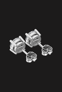 Luxury Moissanite Round Cut <b>Stud</b> <b>Earrings</b> Four Prong Solitaire 925 <b>Silver</b> Fine Jewelry Brilliant Gift for Women Men Style - Product Image 4