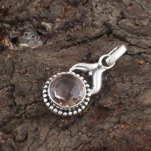 Collier pendentif en argent sterling 925 plaqué platine vintage en quartz rose naturel, charme en cristal rose en forme de cœur, pierre précieuse unisexe - Product Image 4