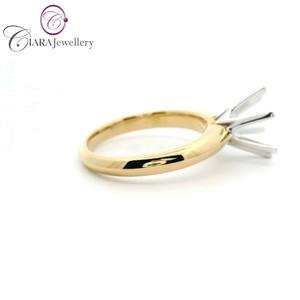 VENTA SUPERIOR 18K AU750 CLÁSICO DOS TONOS ORO BLANCO Y AMARILLO 2.00CT MONTAJE DE ANILLO DE ORO LISO REDONDO - Product Image 3