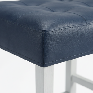 Juego de 2 Taburetes de Bar y Barra de Cocina de Cuero PU, Juego de Taburetes Tapizados en Cuero PU con Madera Maciza, Altura de Barra y Cocina - Product Image 6