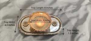 Support de bougie décoratif plaqué argent avec plateau miroir, centre de table Diya indien traditionnel, accents floraux Kundan - Product Image 3